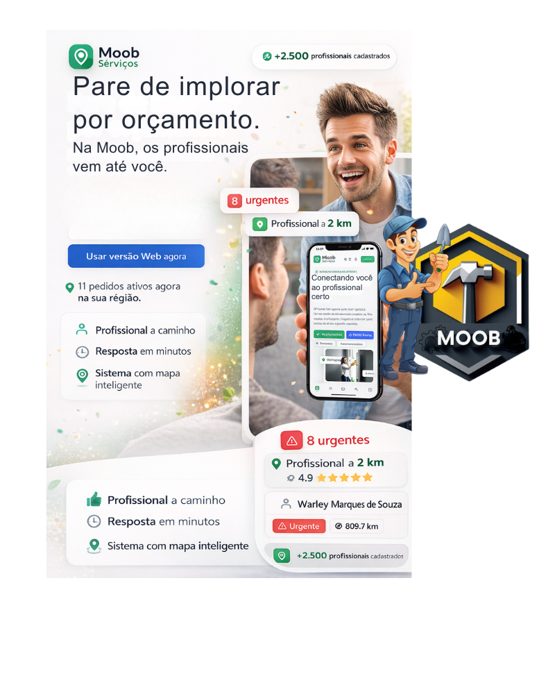 Tela do aplicativo Moob Serviços